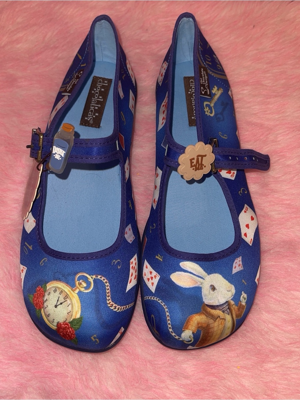 RARE Hot chocolate Design Alice In Wonderland flats Lolita Goth 8 Victorian